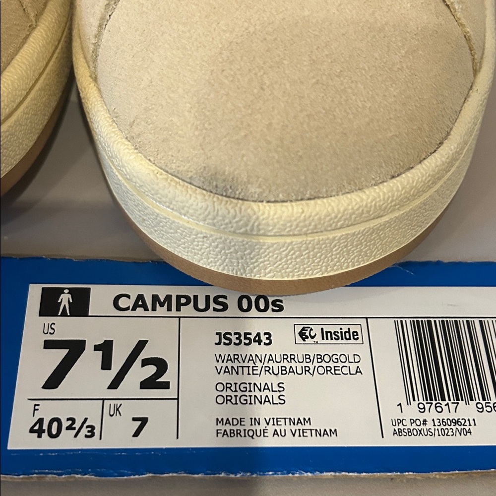 Adidas Campus Cream and Tan Sneakers - Picture 2 of 7
